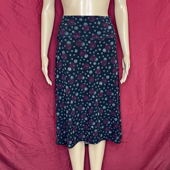 LuLaRoe Geometric Fold Over Waistband A Line Azure Blue Circle Skirt Women's XL - Picture 1 of 6